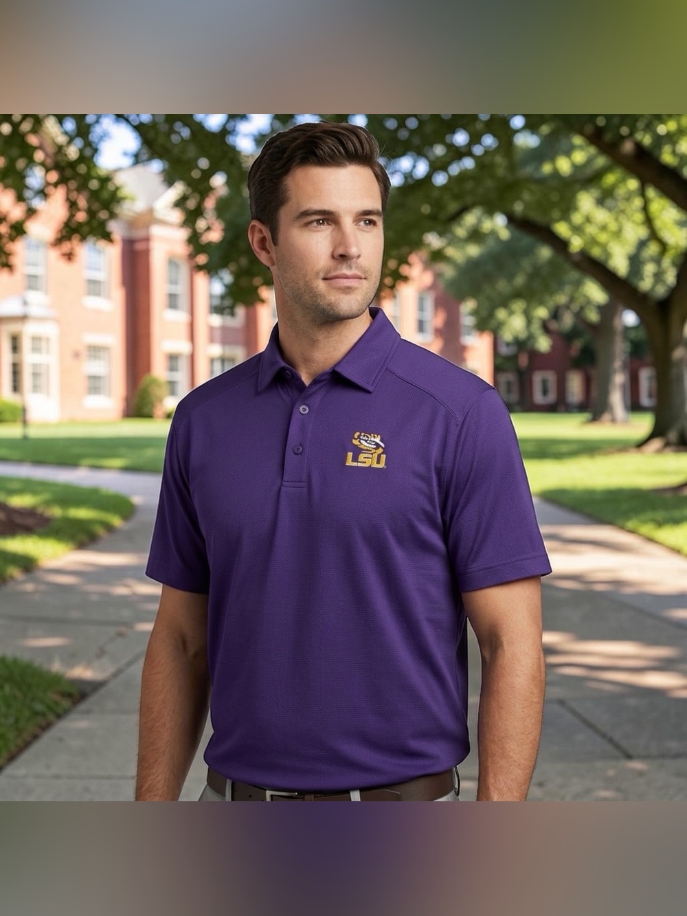 LSU Tigers Cutter & Buck Purple Performance Polo Shirt Men’s XL Golf NCAA